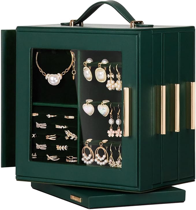 Homde Jewelry Box for Women Large: Rotating Organizer for Ring Earring Necklace Bracelet - 7 Drawers Storage for Dresser (For