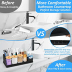 Bathroom Counter Organizer, Black Silicone Toothbrush Holders for Bathrooms Organizer Countertop with 3PCS Qtip Holder, Tooth