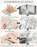 Vlando Travel Jewelry Organizer Case,Jewelry Storage Book Ring Binder with Clear Zipper Velvet Pouch Bag for Traveling,Rings,