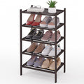 Smiry Small Bamboo Shoe Rack 5-Tier, Stackable Wooden Shoe Organizer for Entryway & Closet, Free Standing Wood Shoe Storage S
