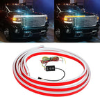 Car Hood Light Strip,White 94.5 Inches Dynamic Car LED Strip Lights,Turn Signal Lamp,Waterproof IP66 DRL Compatible with Chevy Silverado 1500 2500 GMC Sierra 1500 2500 Dodge Ram 1500 2500