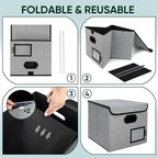 BALEINE File Organizer Box with Lid, Collapsible File Folder Organizer with Plastic Slide, Hanging File Folder Box for Office