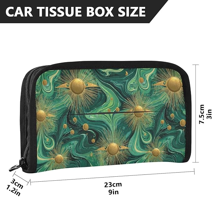 Car Tissue Holder Car Visor Organizer Tissue Box Holder for Car Sun Visor Organizer with Car Vehicle Accessories Essentials Interior for Women Men Teal Gold Swirl Sun Marble
