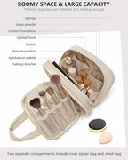 Makeup Bag, Travel Cosmetic bag, Toiletry Bag For Women, Make up Bag With Brush Storage, Hanging Toiletry Bag, Puffy Padded M