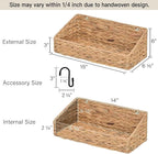 StorageWorks Woven Wall Baskets for Storage, Water Hyacinth Baskets for Shelf, Wall Storage for Kitchen and Bathroom, Hanging