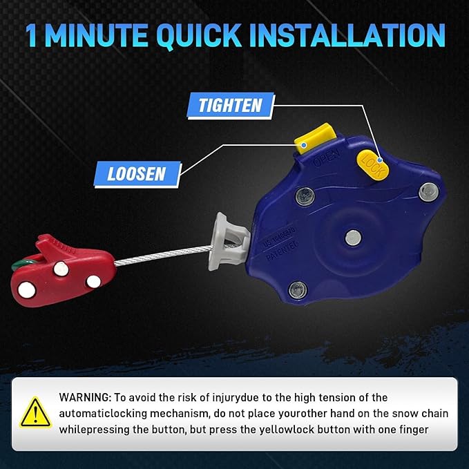 Auto Fixing Snow Chains for Pickup Trucks & SUVs, Heavy Duty Tire Chains with Self-Tensioning, Quick Install Emergency Tracti