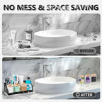 TuCao Marble Bathroom Countertop Organizer, Toothbrush Holders for Bathroom with 3PCS Qtip Holder Dispenser and Toothpaste Ho