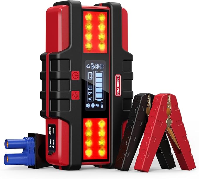 PJS06 Pro 4000A Car Jump Starter - Portable Power Bank with 40W Fast Charge, 10L Gas/9L Diesel Engine Starter, 3S Quick