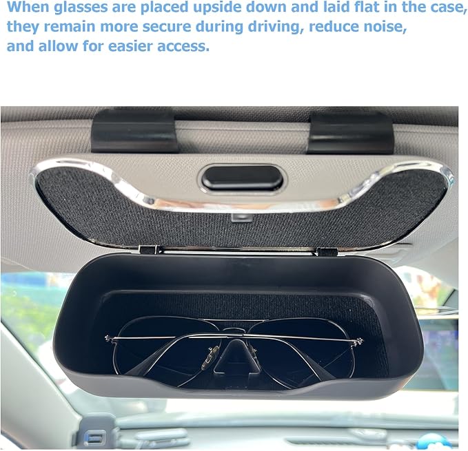 GDQ Sunglass Holder for Car Visor Clip Glasses Case Car Sunglasses Case for Car Sun Visor Glasses Storage Box Car Sunglass Holder Car Visor Accessories Universal for SUV Sedan Truck (Black)