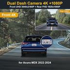 Fitcamx Front 4K+Rear 1080P Dash Cam Suitable for Acura MDX 2022 2023 2024, Gen4 (with Auto Dimming), OEM Look, Dual HD Video