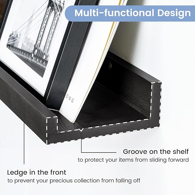 Picture Ledge Wall Shelves 48 inches Width Set of 3, Solid Pine Wood Rustic Floating Ledge Shelves for Wall for Kids' Room Be