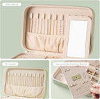 Lolalet Travel Jewelry Case for Women Girls, Travel Jewelry Organizer Box with Mirror & Clear Storage Bag, Small Portable Ear