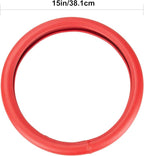Evankin Red Leather Steering Wheel Cover, Comfortable and Soft Solid Color Universal Steering Wheel Cover 15 inch, Suitable f