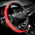 ChuLian New Diamond Leather Steering Wheel Cover with Bling Bling Crystal Rhinestones, Universal Fit 15 Inch Car Wheel Protec