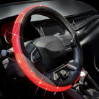 ChuLian New Diamond Leather Steering Wheel Cover with Bling Bling Crystal Rhinestones, Universal Fit 15 Inch Car Wheel Protec
