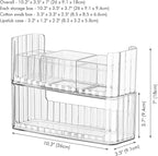 Poeland 2 Pack Stackable Makeup Organizer Tray, Transparent Cosmetic Display Case with 2 Lipstick Cases and 2 Cotton Swab Pad