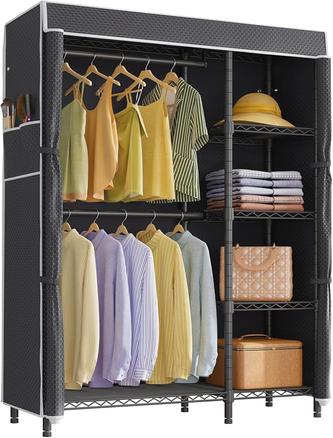 VIPEK V7C Garment Racks with Cover Portable Closets for Hanging Clothes, Heavy Duty Clothes Rack with Shelves Metal Closet Wa