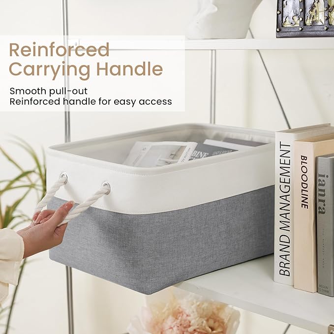 Large Storage Baskets- 15.7x11.8x8.26 inch Storage Bins for Shelves and Closet Organizing, Foldable Fabric Bin for Home Organ