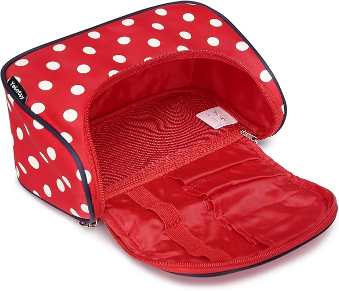 Yeiotsy Travel Cosmetic Bag for Women – Polka Dot Makeup Bag Organizer & Hanging Toiletry Bag