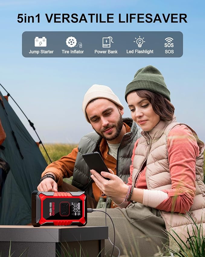 GOOLOO A3 Jump Starter with Air Compressor, 3000A Portable Car Battery Booster (9.0 Gas/6.5L Diesel) with 150PSI