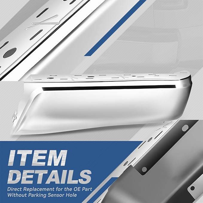 Auto Dynasty Rear Bumper End Caps Cover Compatible with 2015-2020 Ford F-150, Driver and Passenger Side, Non Parking Sensor Holes, Polished Chrome