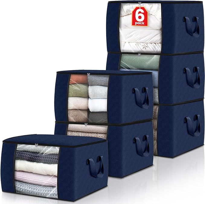 Fab totes Storage Bags,Clothes Blanket Storage Bins Foldable Closet Organizers with Reinforced Handle for Home Dorm Storage a