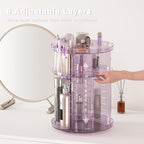 Rotating Makeup Organizer for Vanity, DIY Adjustable Tray Spinning Skincare Organizers Countertop, Cosmetic Display Case with