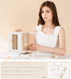 Enthralite Jewelry Box large for Dresser: Women Necklace Ring Storage Organizer with Compartments - Elegant Earring Holder Di