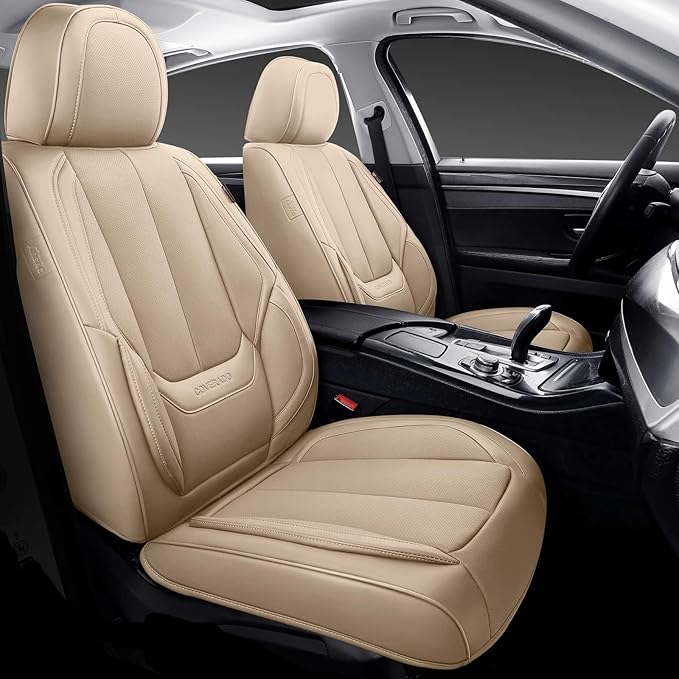 Coverado Car Seat Covers Full Set, Seat Covers for Cars, Beige Car Seat Covers Front Seats and Back Car Seat Protector Waterp