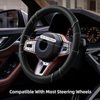 Microfiber Leather Steering Wheel Cover with Anti-Slip Lining Breathable and Soft Universal 14.5-15 inch, Easy to Install Ste