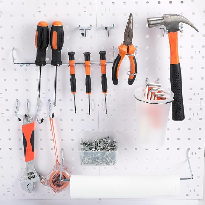 Zubebe 106 Pcs Pegboard Hooks Assortment with Bins, Pegboard Accessories Organizer Kit Include Bins with Hooks and Loops Pape