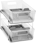 madesmart 2 Tier Organizer, Under Cabinet Storage with Pull Out Sliding Drawers, for Cleaning Supplies, Undersink, Sponges, B