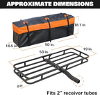 WEIZE Hitch Mount Cargo Carrier Basket 53" X 19" + Waterproof Cargo Bag, Hauling Weight Capacity of 500 Lbs fit on 2 Inch Receiver, with Hitch Stabilizer, Net and Straps