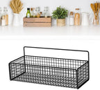 Multifunctional Iron Wire Wall Hanging Storage Basket, Portable Metal Mesh Bin for Kitchen and Bathroom, Vintage Wall Mount F