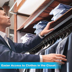 INFLATION Closet Rod With Hangers Adjustable Width (15-50 Inch) Tension for Hanging Clothes Rack, 35 Inch Height, Elegant Bla
