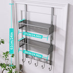 HapiRm Over The Door Hanger with Coat Hooks and 2 Baskets, Rustproof & Waterproof Over The Door Hooks, Storage Organizer for 
