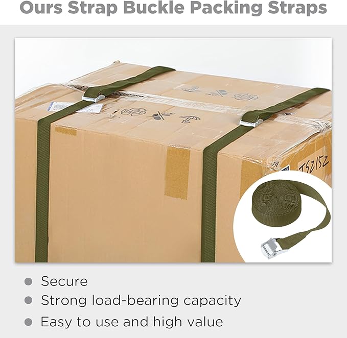 Riakrum 15 Pack 16 Feet Lashing Straps Adjustable Kayaks Tie Down Cam Buckle Straps with Buckles up to 250lbs for Cargo, Luggage, Motorcycles, Truck, Car Roof Rack, Sup Surfboard(Army Green)