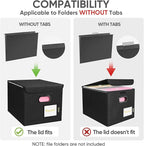 BALEINE File Organizer Box with Lid, Collapsible File Folder Organizer with Plastic Slide, Hanging File Folder Box for Office