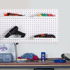Blulu 4 Pcs Pegboard Shelves, 10 x 4 Inch Metal Heavy Duty Wall Mounted Pegboard Shelf Tray Accessories with Lip for Craft Ro