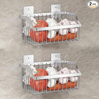 2PCS Hanging Storage Baskets Organizer Wall Mount, SUS304 Stainless Steel Wire Storage Bin Rack for Kitchen Bathroom Shower S