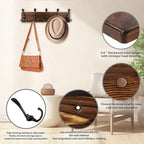2 Pack Coat Rack Wall Mount 16.8'' Rustic Hat Rack with 5 Triple Hooks Coat Hooks Wall Mount Farmhouse Wall Hooks for Hanging