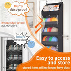 Toread 7-Layer Door-Mounted Baseball Cap Organizer, Dust-Proof Hat Rack Holds 90 Hats, Adjustable Non-Slip Hooks, Multi-Purpo