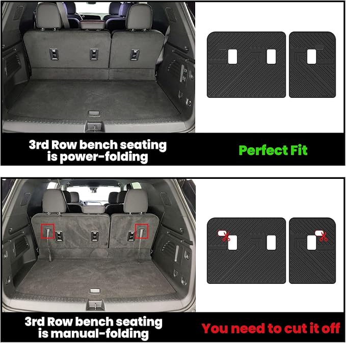 LASFIT Trunk Mat with Backrest Mat for Chevrolet Chevy Traverse 2024-2026 & GMC Acadia 2024-2026 & Buick Enclave 2025-2026, All Weather TPE Custom Fit Cargo Mat Trunk Liner with Backrest Mat, Black