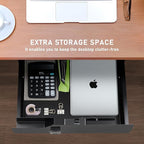 Under Desk Drawer Storage with Lock, 16"x11.8"x3.6", Metal Undermount Table Drawer, Ball Bearing Slides Out Tray Organizer fo