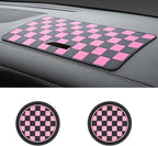 Car Interior Accessories Set – 2PCS Silicone Cup Holder Coasters & 1PCS Anti-Slip Dashboard Pad, Universal Non-Slip Rubber Ma