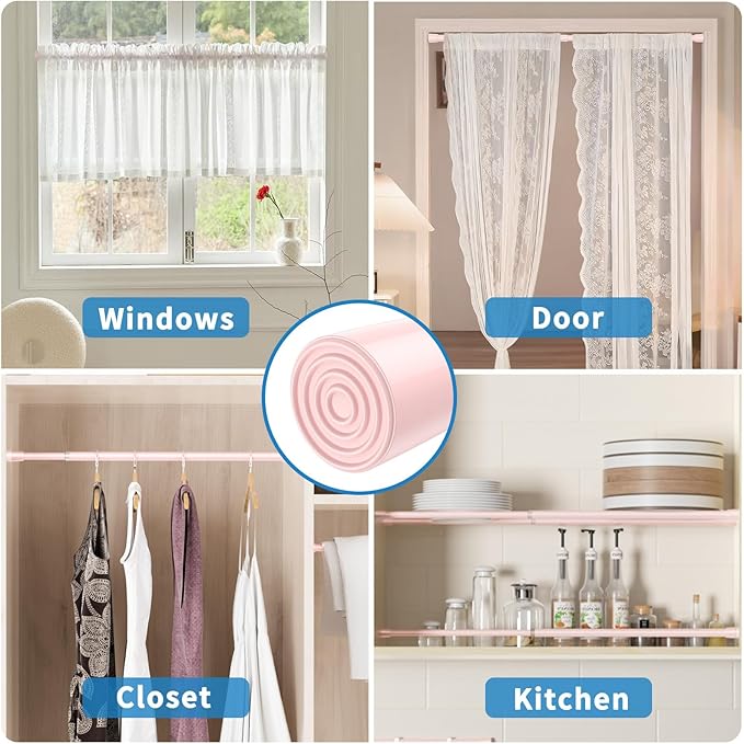 AIZESI 2 Pack Tension Curtain Rod for Windows 26.5 to 36 inch, Adjustable Expandable Pressure Spring Curtain Rod No Drilling,