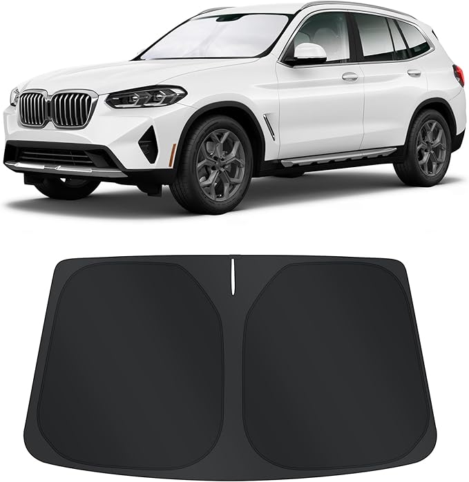 TINGLU Sun Shade for BMW X3 2018-2025 2026 Accessories Windshield Sun Shade Window Shade UV Rays Protection Sun Visor Cover with Steering Wheel Sunshade Storage Bag