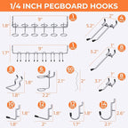 INCLY 90PCS Pegboard Wall Organizer, 6 Pack Metal Peg Board Panels with 1/4" Pegboard Hooks Accessories Kit, Black Peg Board 