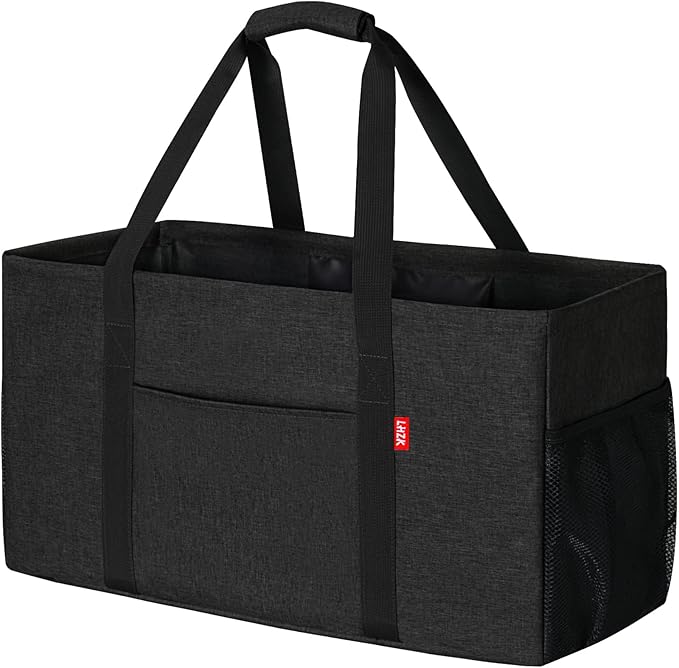 LHZK Standing Extra Large Utility Tote Bag with Metal Wire Frame and the Sides Rinforced, Extra Large Tote Bag with Handle,