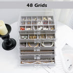 YUFONG Jewelry Organizer with 5 Drawers Clear Acrylic Earring Display Case Velvet Jewelry Storage Box Display Holder for Earr